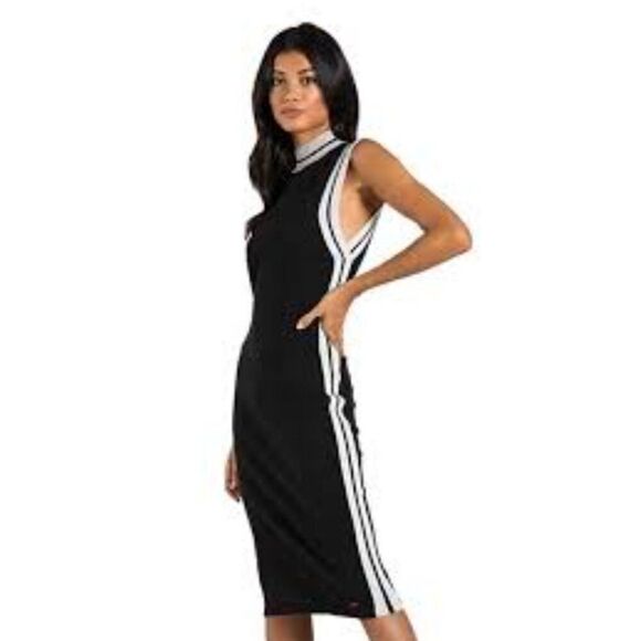 NWT PHILANTHROPY COREY Long Fitted Sleeveless Sweater Dress In Black Cat Size XS - Picture 2 of 2